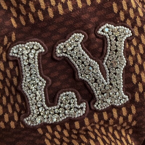 Louis Vuitton SS24 Brown Damier Crystal LV Patch Cotton Knitted T-shirt - Picture 5 of 9